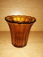 Retro amber glass vase - 15 cm high (6/d)