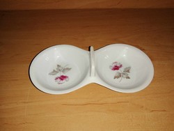 Alföldi porcelain salt and pepper shaker with purple flowers - length 16 cm (5/d)