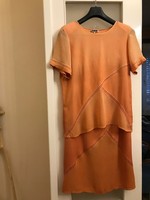 Model with studio brand mark, very beautiful orange top and maxi skirt with 100% viscose lace