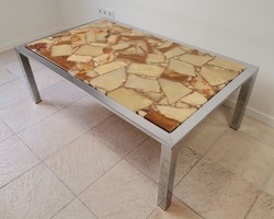 Modern chrome / agglomerate coffee table