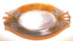 Art Nouveau oval pewter bowl bronzed