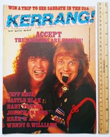 Kerrang magazine 86/4/3 accept jeff beck castle blak wendy williams baby tuckoo balaam marillion meta