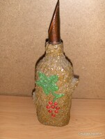 Hollóházi wood-effect glass bottle with Tokaj inscription - 26 cm (5/d)