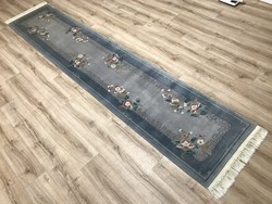 KÍNAI kézi csomózású gyapjú futó szőnyeg, 72 x 362 cm