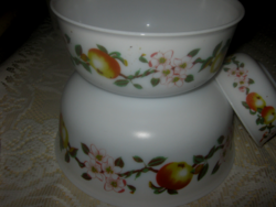 Vintage apple pattern arcopal france 3 milk glass bowl