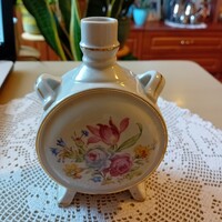 Antique floral drasche porcelain water bottle, marked