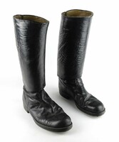 1H766 old high-heeled leather dancer boots folk costume