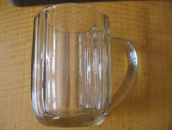 Antique faceted, polished glass jug with a brownish hue
