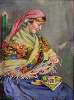 József zsolt Ivanácz (1869-?) Girl with gingerbread