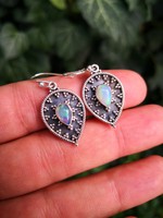Genuine opal stone silver earrings