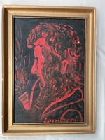 A special painting of a man smoking a pipe with the Zombori signature
