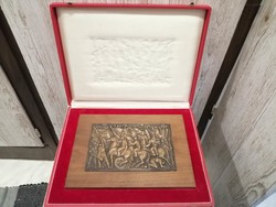 An extremely rare bronze relief with a military theme, a work of an industrial goldsmith