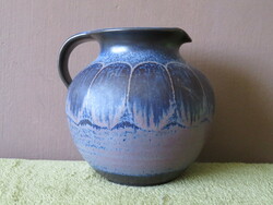 High-quality glazed pitcher vase with a bluish-purple hue