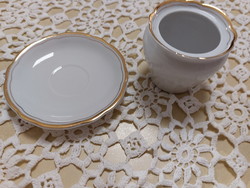 Kahla German quality sugar bowl and coffee cup coaster plate with gold edge
