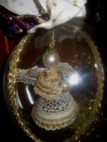 Retro Christmas tree ornament angel in the sphere