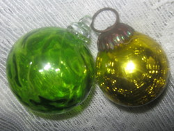 2 vastag Üveg gömb  Karácsonyfadísz