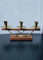 Teak wood, brass, Danish design, mid-century candle holder