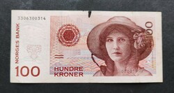Norvégia 100 Kroner / Korona 1999, VF+