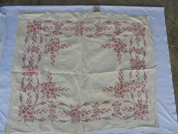 Old tablecloth embroidered on linen, tablecloth