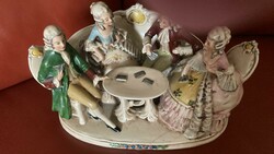 Old multi-figure porcelain /card-playing nobles/