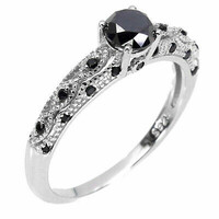 Valódi modern fekete gyémánt köves ezüstgyűrű   7es meret ¹