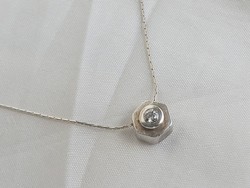 Silver button pendant chain