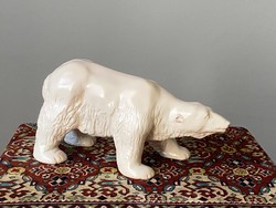 Large marked glazed ceramic polar bear statue