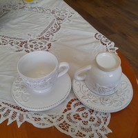 Porcelain coffee cup + saucer plate
