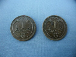 Nice 1 heller coins / 1895, 1912 /