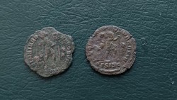 Római pénzérme, I Valentianus Bronz 2db Együtt