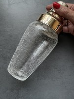 Old cracked crystal glass cocktail mixer, shaker
