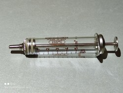 Vintage German Heat Resistant Glass Chrome Metal Medical Syringe 5cc
