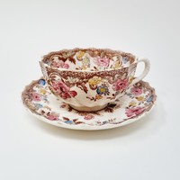 Csodálatos virágdíszítésű antik Copeland England teás csésze csésze aljjal CZ