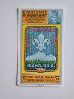 1967. Aden qu´aiti state in hadhramaut - world scout congress, idaho - cut stamp mi 122b