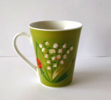 German porcelain mug with lily of the valley and ladybug, new