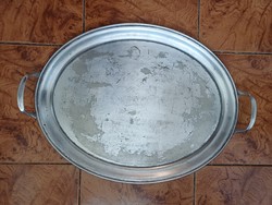 Large Silver-Like Master Marked Fitted Plate, Serving Plate, Coffee and Drink Plate, Vienna, Budaörs Sausage Plate