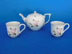 Herend roses de diane pattern 2-piece tea set with cocoa