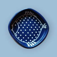 Festett-mázas kerámia tálka hal mintás dekorral
