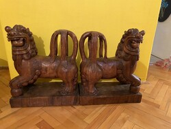China wood carved lions
