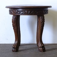 1O112 antique small carved lion legs coffee table round table