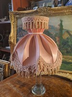 Pink silk fringed lampshade