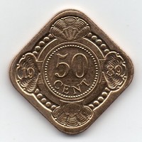Holland-Antillák 50 cent, 1989, PP