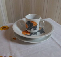 Alföldi porcelain children's set, elephant plate and mug
