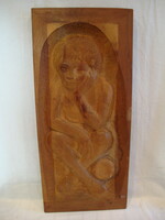 István Bondor: after the game - wood relief wood carving