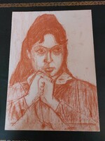 Színes női ceruzarajz portré