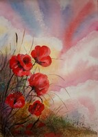 Flower meadow ~ watercolor painting