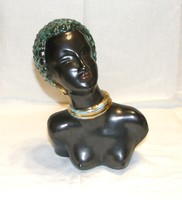 Negro female bust bust - Izsépy ceramics