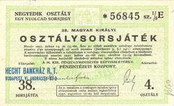 38. Hungarian royal class lottery game fourth class lottery ticket 1937 unfolded