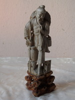 Chinese grease stone fisherman figure, sculpture