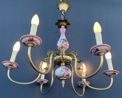 Chandelier with pink majolica inlay. He also has a pair of 1.